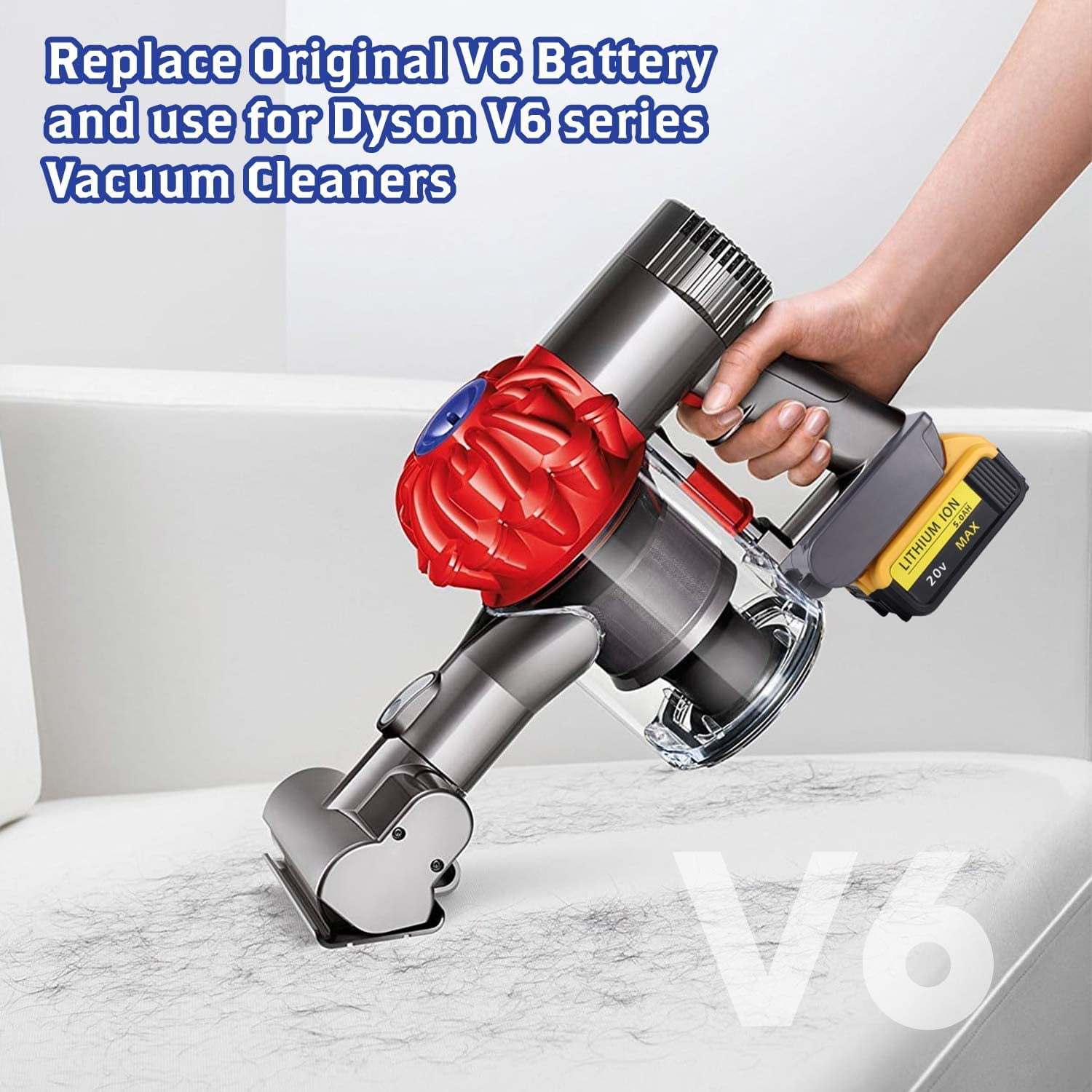 for Dyson V6 Battery Adapter for Dewalt 18V/20V Battery Convert to for Dyson V6 DC58 DC59 DC61 DC62 SV04 SV09 Vacuum Converter (DW20V6 Adapter only)
