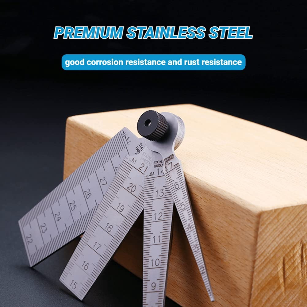 CATPAN 1 Set Stainless Steel Test Welding Taper Feeler Gage Depth Rulers Gap Hole Inspection Measure Tool