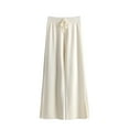 thumbnail image 1 of Timegard Wide Leg Pants for Women Elastic High Waist Drawstring Side Split Knit Comfy Lounge Trousers, 1 of 3