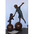 thumbnail image 2 of Nifao Boy and poodle balancing circus stars bronze statue – Outdoor Garden Decor Sculpture, 38"L x 27"W x 55"H, 2 of 11