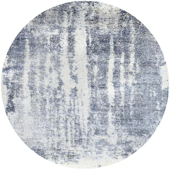 Ahgly Company Machine Washable Indoor Round Industrial Modern Columbia Blue Area Rugs, 7' Round