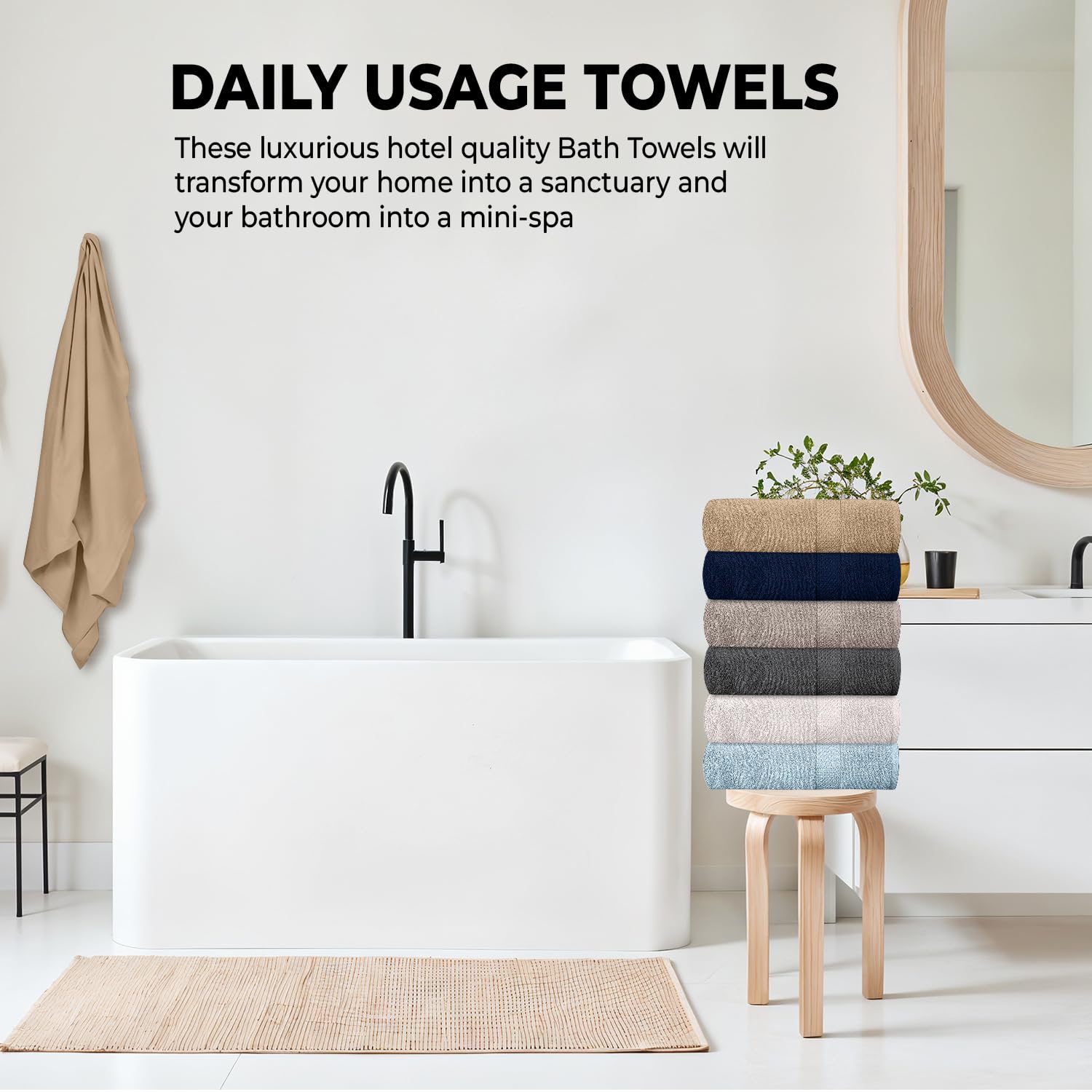 Bath Towels Dream Craft (Multi-color) Pack of 6 (24" x 48")