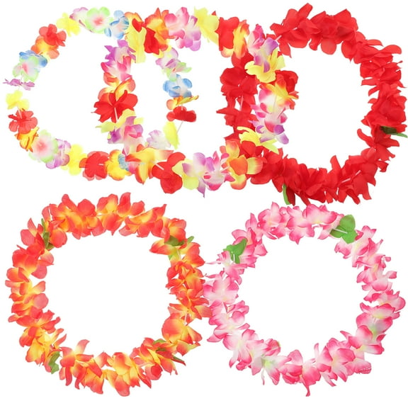 5 Pcs Flower Garland Hawaii Necklaces Party Dance Leis Adult Hawaiian Banquet Child