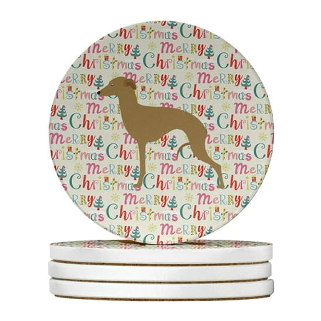 

Italian Greyhound Merry Christmas Large Sandstone Coasters Pack of 4 4 in x 4 in