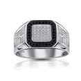 thumbnail image 2 of Bling Jewelry Mens Mens Stainless Steel  Micro Pave Halo Square CZ Engagement Ring, 2 of 6
