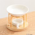 thumbnail image 4 of Ceramics Essential Oil Warmer Tealight Candle Holder Aromatherapist Wax Melt Burners Diffuser Wood Stand for Relaxation, 4 of 7