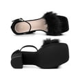 thumbnail image 5 of INSPIRE CHIC Women's Platform Ankle Strap Faux Fur Square Toe Chunky Heels Sandals Black 6, 5 of 8