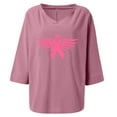 thumbnail image 4 of Tops de Mujer Elegantes Blusas Casuales Camisas de Moda Con Cuello en V Manga 3/4 Camiseta Estampada Odeerbi ODB166895, 4 of 5