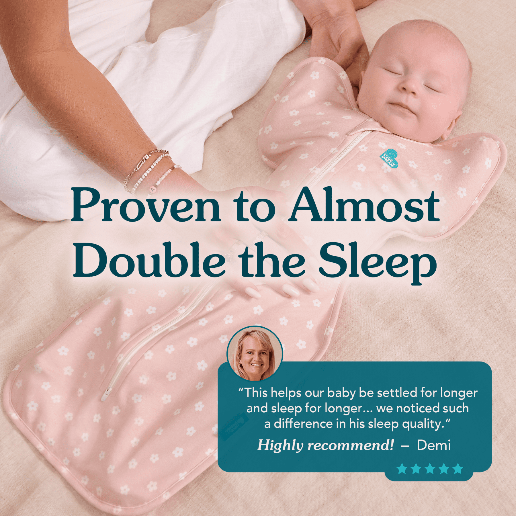 Love To Dream Swaddle Up Original Sleep Sack, 4-Way Stretch, Cotton Blend, 1.0 TOG, Deep Olive Stars, Small