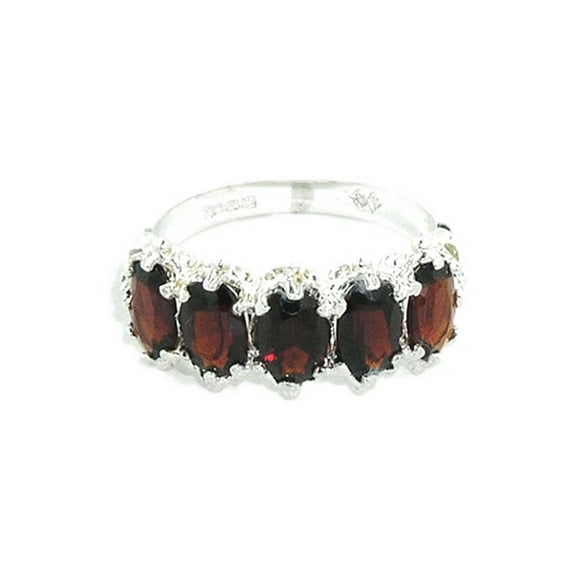 LBG British Made 9k White Gold Natural Garnet Womens Eternity Ring - 33 size options - Size 10