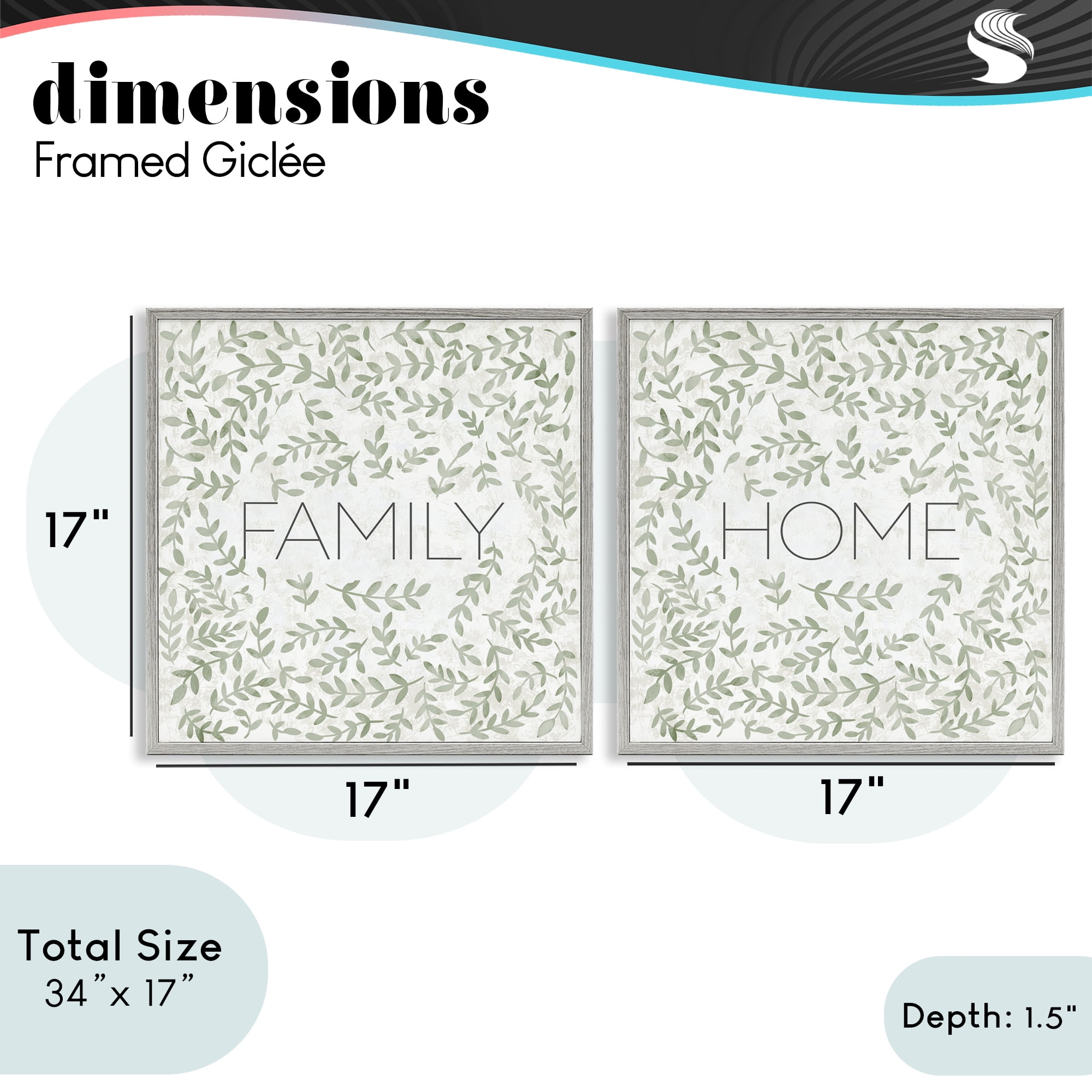 Stupell Industries Curved Ivy Sprigs Phrases 2 Piece Gray Framed Giclee Art Set, design by SD Graphics Studio