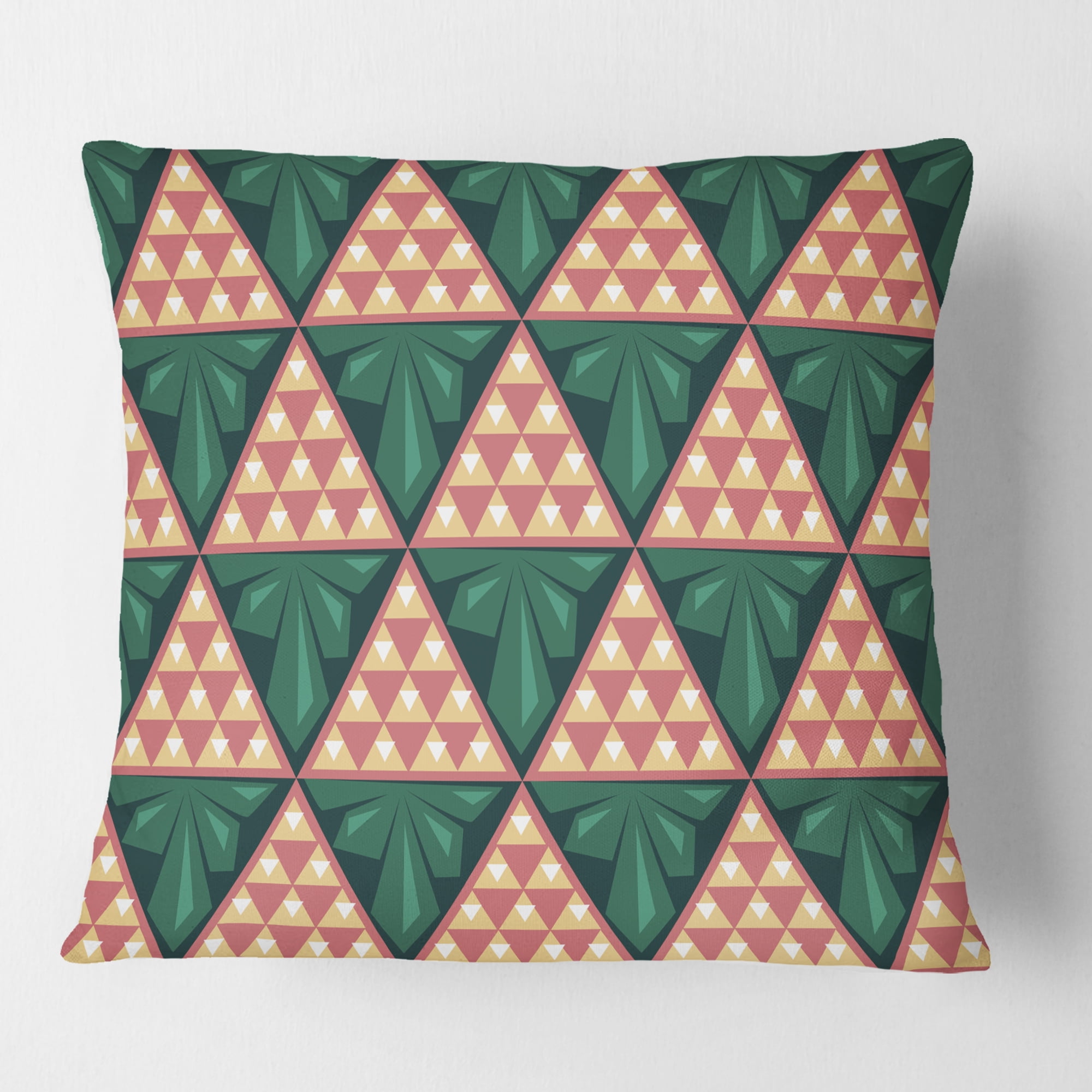 Designart Abstract Geometric Retro II' Mid-Century Modern Throw Pillow - 16x16