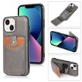 thumbnail image 1 of For Iphone 14 Soft Skin Wallet Bag Phone Case (Grey),iPhone 16 Pro, 1 of 6