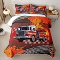 thumbnail image 2 of Castle Fairy Graffiti Fire Truck Quilt King for Boys,Flame Splash Print King Coverlet Set for Bedroom,Red Black, 2 of 7
