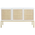 thumbnail image 4 of SAFAVIEH Zadie 2 Shelf Rattan Sideboard, White With Natural Rattan/Gold Legs (54 in. W x 15 in. D x 33 in. H), 4 of 7