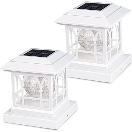 

White Solar Post Lights Outdoor Fence Post Lights Fit 3.6x3.6 4x4 4.5x4.5 5x5 Deck Post Lights Solar Powered RGB & Warm White 20 LM 1000mAh Battery IP65 Waterproof ABS Shell Glass