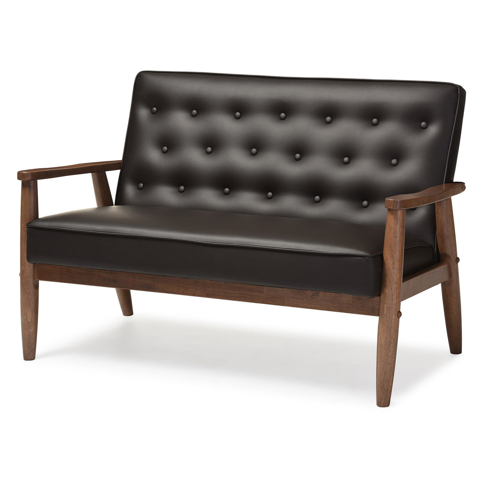 Bellamy Studios Sorbino Leather and Wood Loveseat