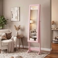 thumbnail image 6 of LIVIZA Mirrored Standing Jewelry Armoire Cabinet with Hooks & Storage Shelves, Full-Length Mirror Jewelry Organizer,Pink, 6 of 8