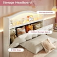 thumbnail image 2 of Princess Twin Size Platform Bed with Hidden Storage Headborad, Sturdy,Twin Girls Bed with LED Lights and Charging Station, No Box Spring Needed,Noise-Free,Easy Assembly, White, 2 of 9