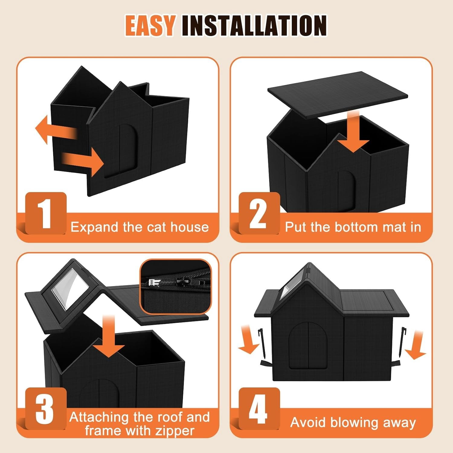 Outdoor  House, Weatherproof Pet Shelter for Cats, Durable  Bed for Outdoor Indoor, Easy Assembly