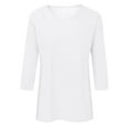 thumbnail image 4 of Bjutir Women T-Shirts Tees 3/4 Length Sleeve Tops Casual Loose Fit Crewneck T Shirts Cute Solid Three Quarter Length Tunic Tops White S, 4 of 4