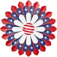 thumbnail image 1 of Decoración de pared con diseño floral de la bandera estadounidense de metal para el 4 de julio y fiestas patrióticas, 34 cm, 1 of 6