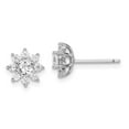 thumbnail image 3 of Sterling Silver Rhodium-plated Polished Cubic Zirconia Flower Post Earrings, 3 of 3