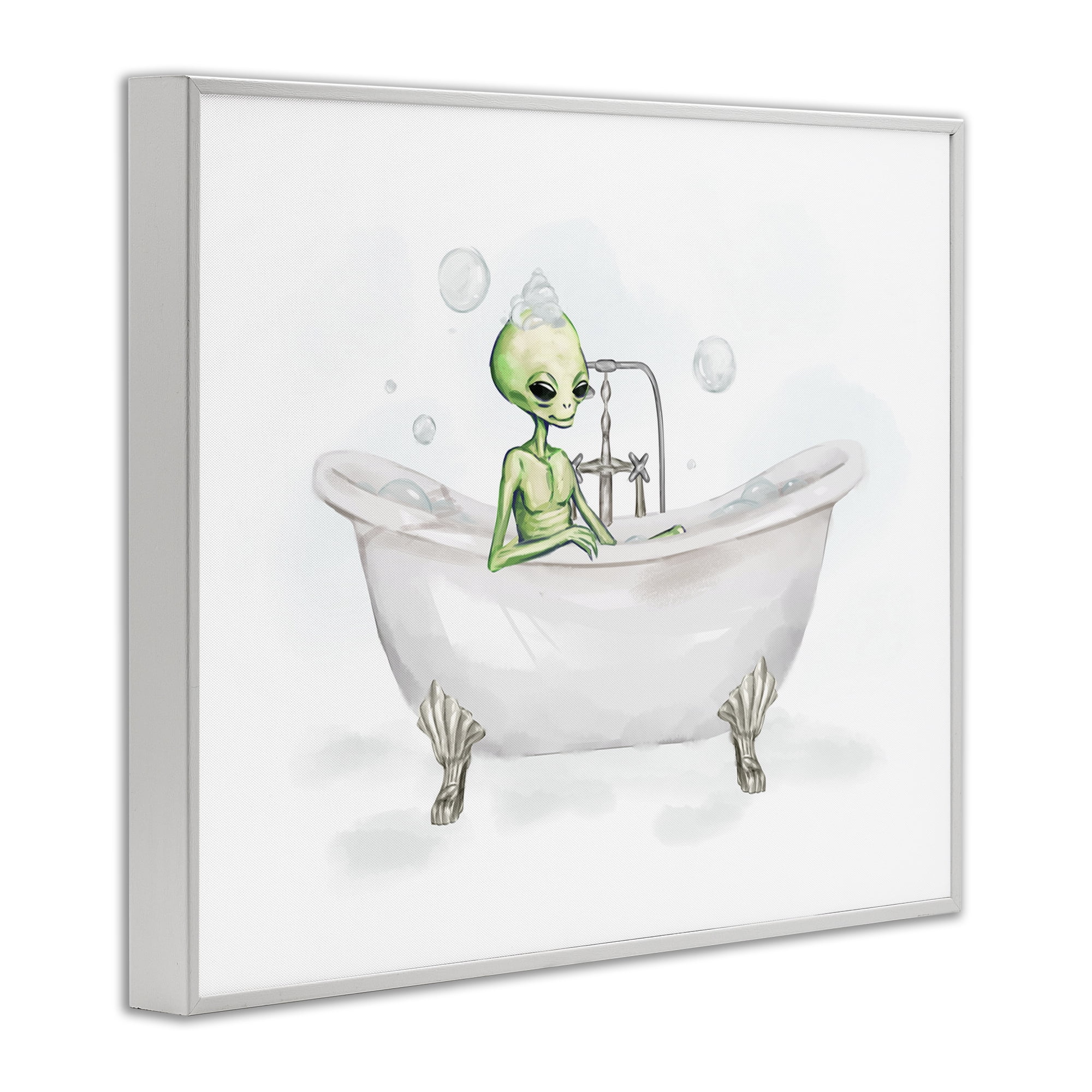 Stupell Industries Alien Bubble Bath Typography Painting White Framed Art Print Wall Art, 30 x 24