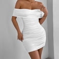 thumbnail image 4 of SMihono Womens Strapless Tube Dress Summer Sleeveless Bandeau Off Shoulder Sleeveless Sexy Bodycon Stretchy Night Out Dresses White L, 4 of 4