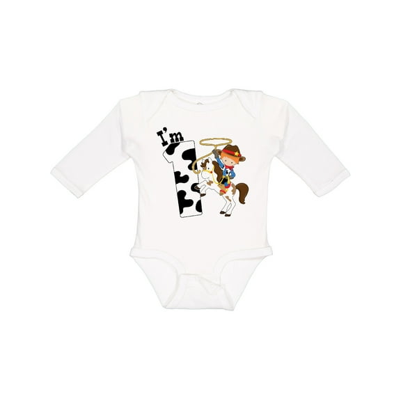 Inktastic I'm One-cowboy Riding Horse Birthday Boys Long Sleeve Baby Bodysuit