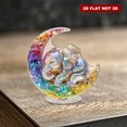 thumbnail image 6 of Rotating acrylic sculpture of a baby elephant sleeping on a crescent moon with vibrant colors and exquisite details against a white background, 6 of 8
