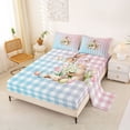 thumbnail image 2 of Erosebridal Easter Rabbits Eggs Queen Sheet Sets 4 Pieces For Kids,Floral Daisy Tulip Gradient Plaid Bed Set For Girls,Blue PinkSuper Cozy Room Decor, 2 of 5