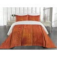 thumbnail image 2 of Ambesonne Rustic Quilted Coverlet 3 Pcs, Wood Timber Floor Orange, Queen Size, Orange Marigold, 2 of 4