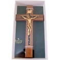 thumbnail image 3 of walnut wood crucifix with floral epoxy cross overlay and gold toned corpus, 10 inch, 3 of 9