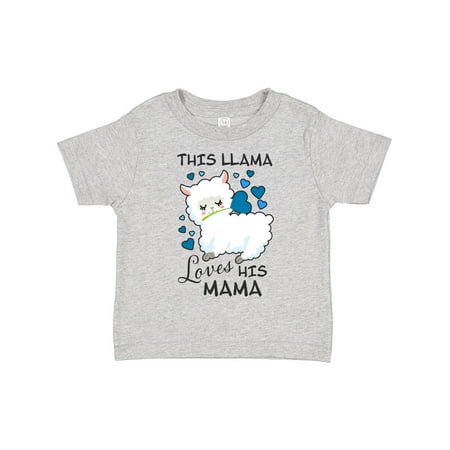 

Inktastic This Llama Loves His Mama with Blue Hearts Gift Toddler Boy Girl T-Shirt