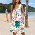 thumbnail image 4 of Njoeus Women's Summer Comfort T Shirt Dress Pocket Cute Floral Dress Sleeveless V-Neck Tank Sundress Beach Cover Up S-XXL, 4 of 6