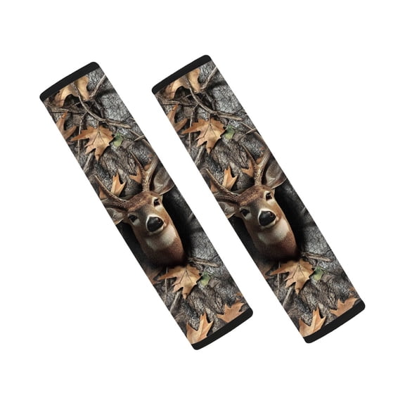 Chririnla Seat Belt Cover Pad Thick Composite SBR, Compatible with, Suitable for SUV, Deer Forest Scene