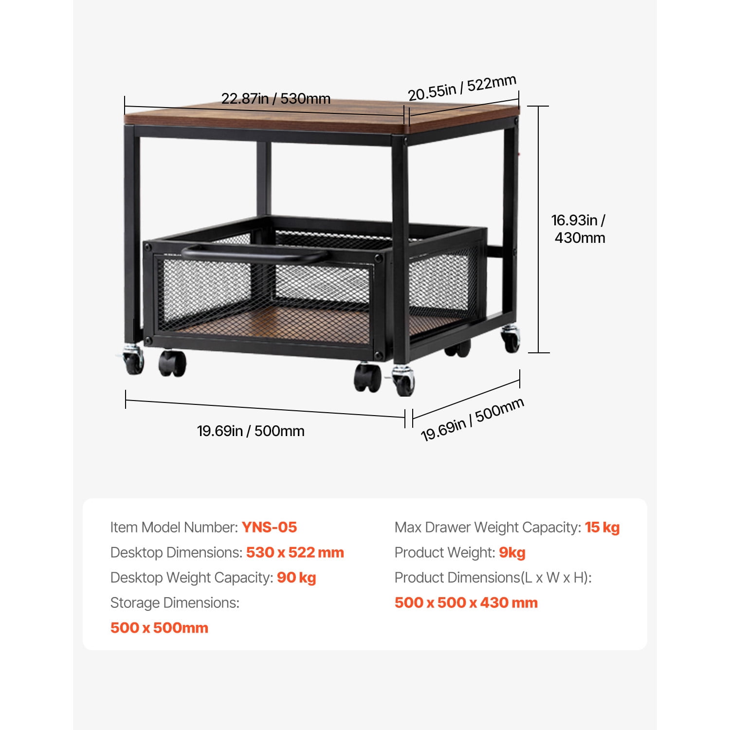 KFFKFF Mini Fridge Stand Washing Machine Stand with Storage, Refrigerator Base with 4 Swivel Lockable Wheels，Movable Storage Cart Light Brown 20*20*17inch, 200lb Load Bearing