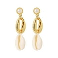 thumbnail image 2 of QIQUWOHUL Summer Bohemia Seashell Earring Pearl Stud Earrings Beach Ocean Earrings Accessories, 2 of 5