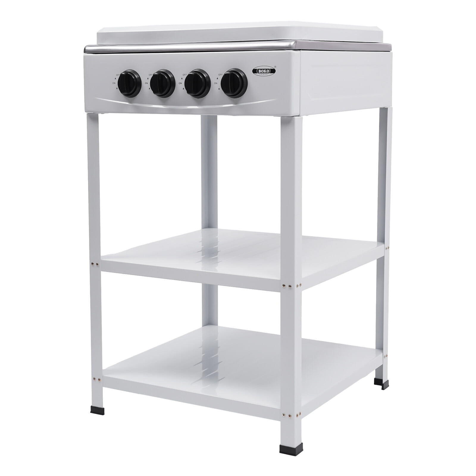 FOGGBET Commercial Restaurant Kitchen Stand 4 Burners Cooking Gas Stove Set With Cover