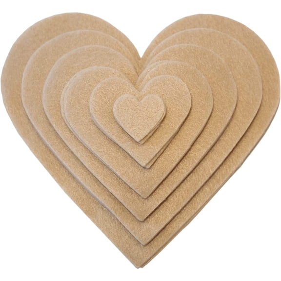 Playfully Ever After 1 to 6 inch Multi-Size Pack 24pc Felt Hearts - Camel