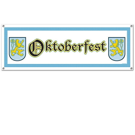 Party Central Club Pack of 12 Blue and Black Oktoberfest Party Sign Banners 5'