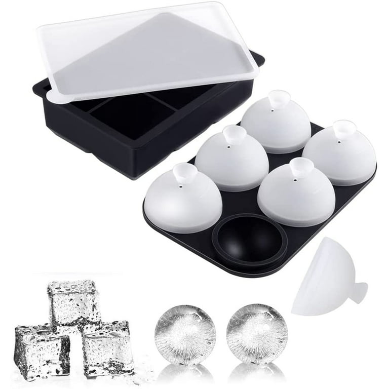 Large Sphere Ice Cube Tray Ice Mold for Cocktail and Scotch- Ice Ball Maker  - black