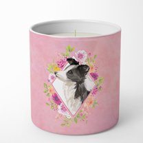 Carolines Treasures CK4258CDL Border Collie Soy Candle 10 oz Decorative Gift Scented Soy Candles for Home Pink Flowers