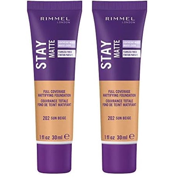 Base Rimmel Stay Matte Sun Beige 30 mL (Paquete de 2)