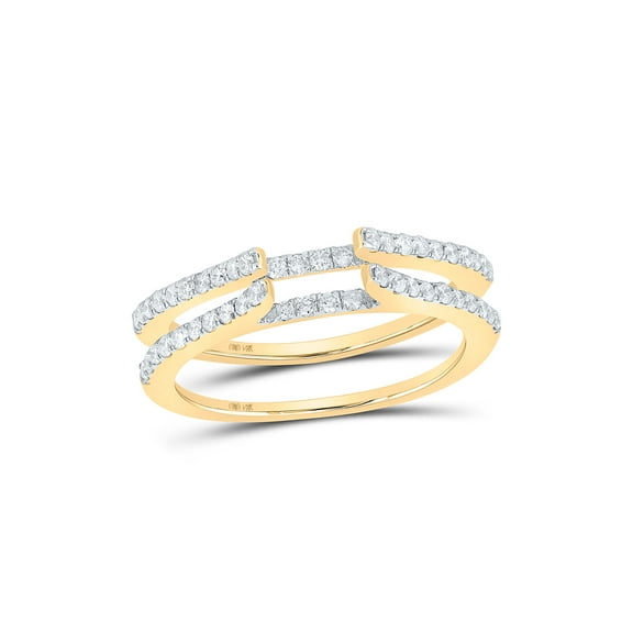 14kt Yellow Gold Womens Round Diamond Ring Guard Wrap Solitaire Enhancer 1/2 Cttw