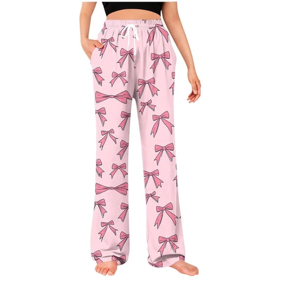 Tnhcen Unisex Casual Lounge Pants with Drawstring Elastic Waist, Valentine Print Side Pocket Pajama Pants for Women Men Sleepwear Soft Knit Comfort Sleep Pants S - 3XL