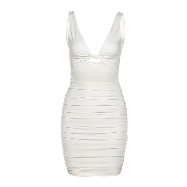 1 pieza de poliéster fruncido vestido sexy mujer vestido hermoso elegante vestido de fiesta (L) HOMEMAXS MX10807785