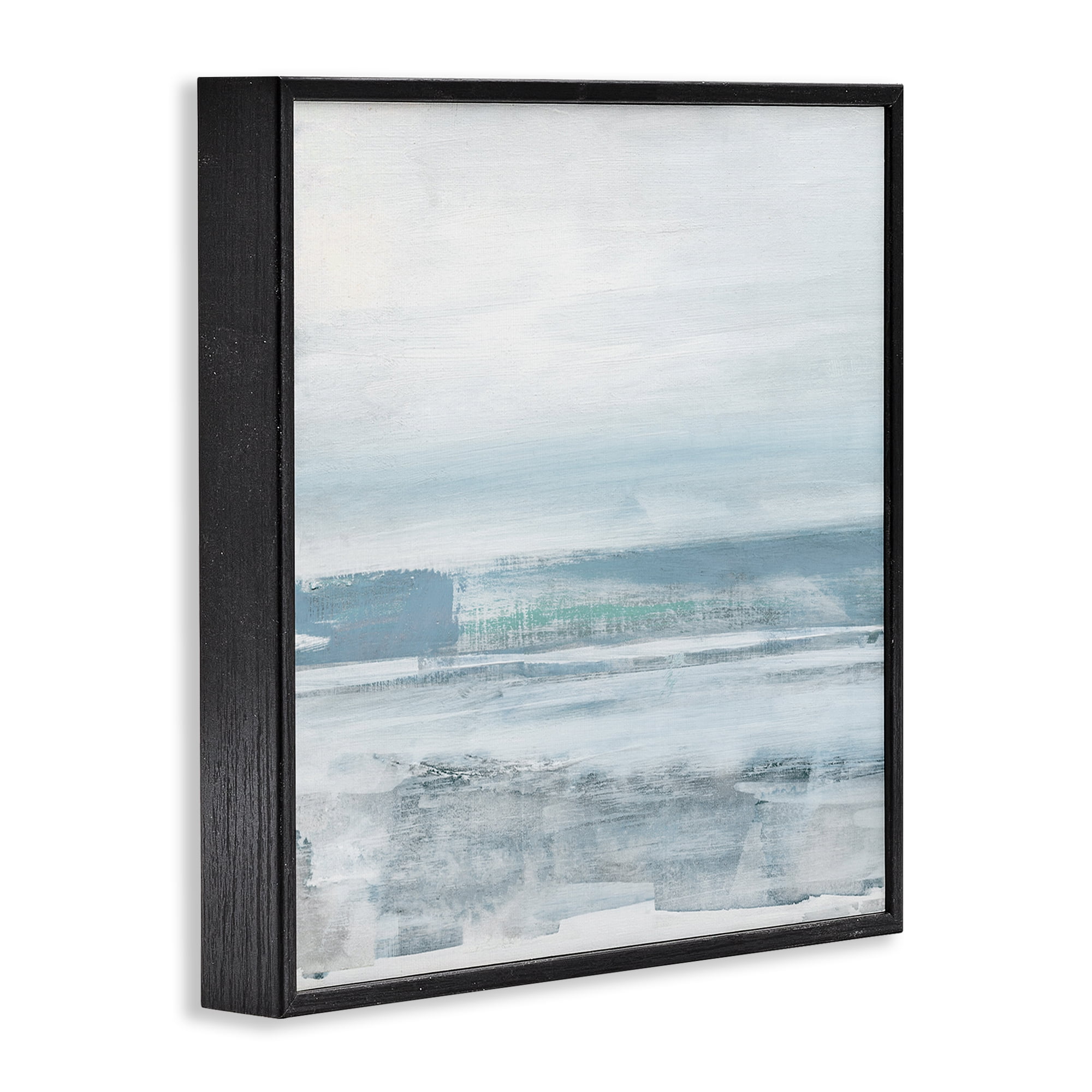Stupell Industries Stormy Blue Grey Ocean Abstract Painting Black Framed Art Print Wall Art, 17 x 17