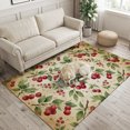 thumbnail image 2 of Area Rugs 4'x6'. Botanical Cherry Carpet Runner Indoor Outdoor Rugs Home Decor Aesthetic, Vintage Brown Forest Fruits Green Branch Non Slip Mats Washable Accent Rug for Living Room Bedroom, 2 of 8